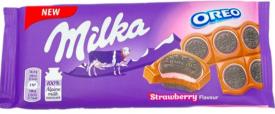 Шоколад молочный Milka с Орео со вкусом клубники 92 гр